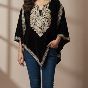Elegant Black and Gold Embroidered Women's Top
